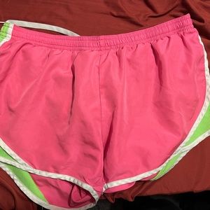 hot pink and green shorts